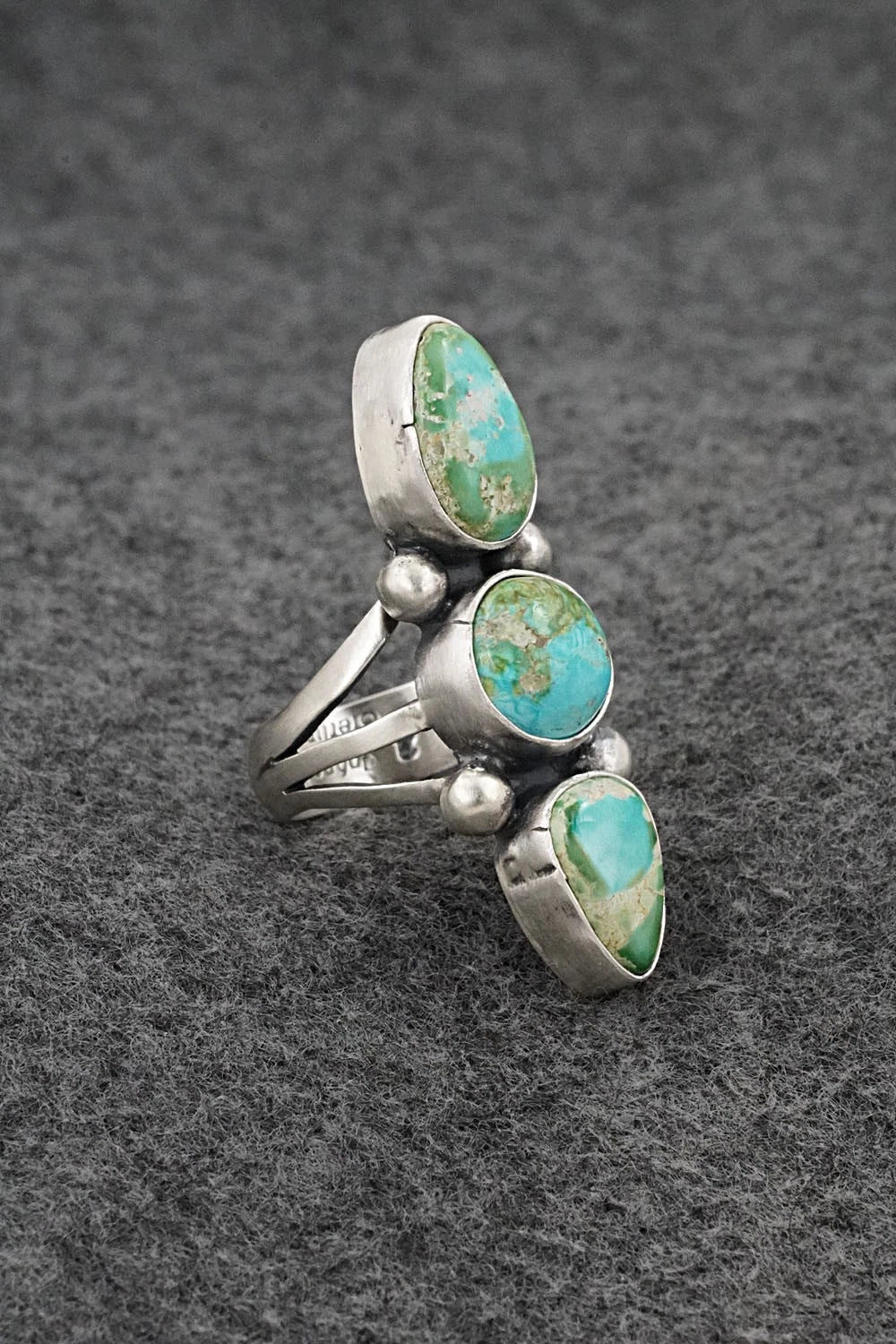 Turquoise & Sterling Silver Ring - Bobby Johnson - Size 6.5