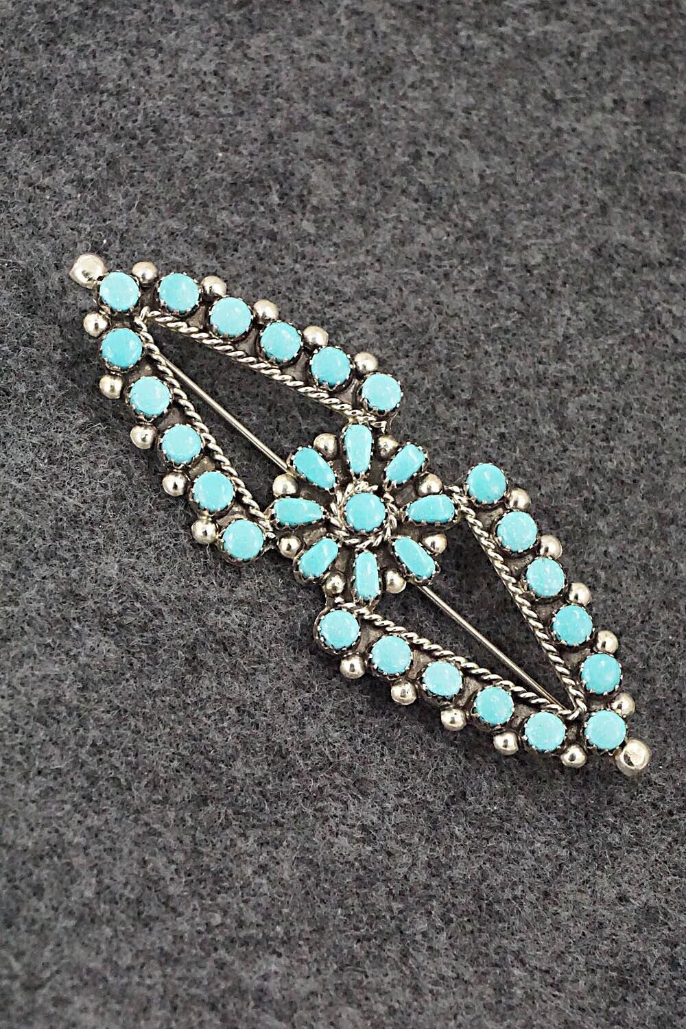 Turquoise & Sterling Silver Pin - E. Gchachu