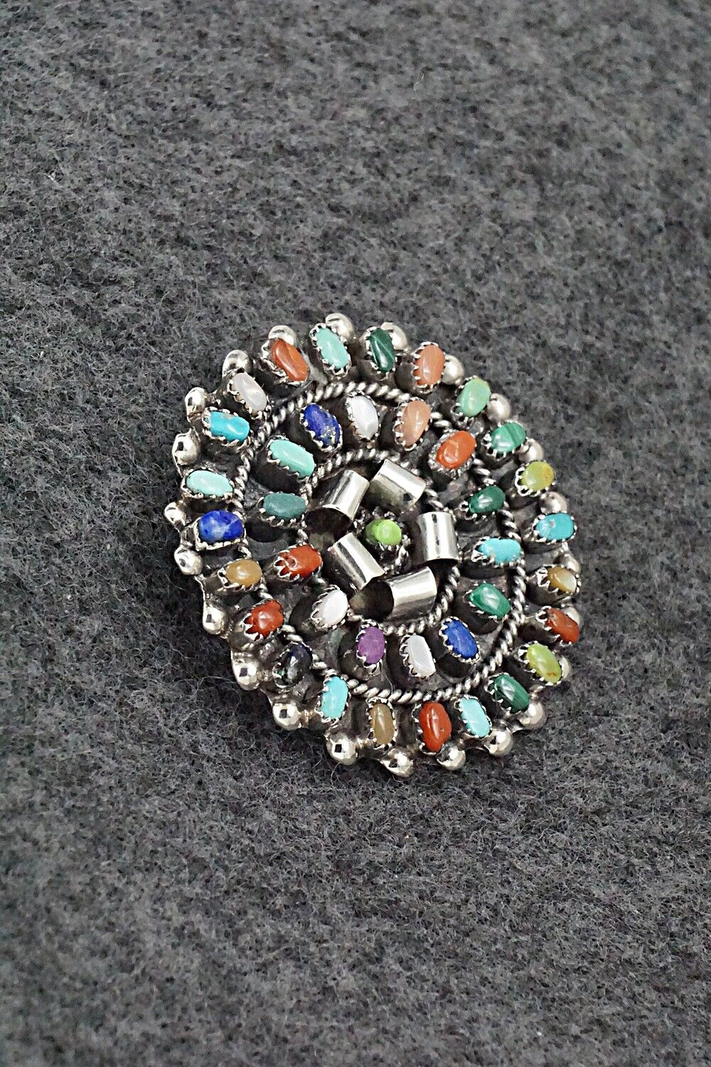 Multi-Stone & Sterling Silver Pendant/Pin - Lorencita Walela