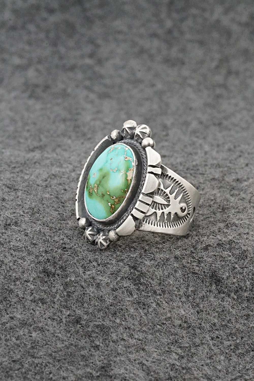 Turquoise & Sterling Silver Ring - Samuel Yellowhair - Size 7.5