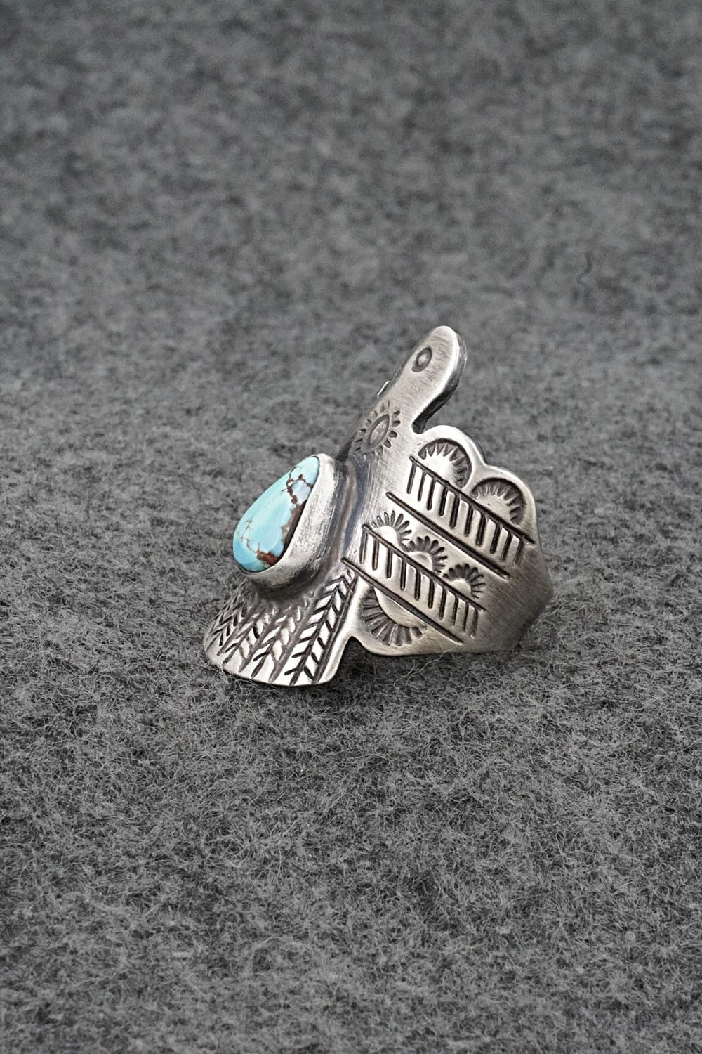 Turquoise and Sterling Silver Ring - Raymond Coriz - Size 8.5