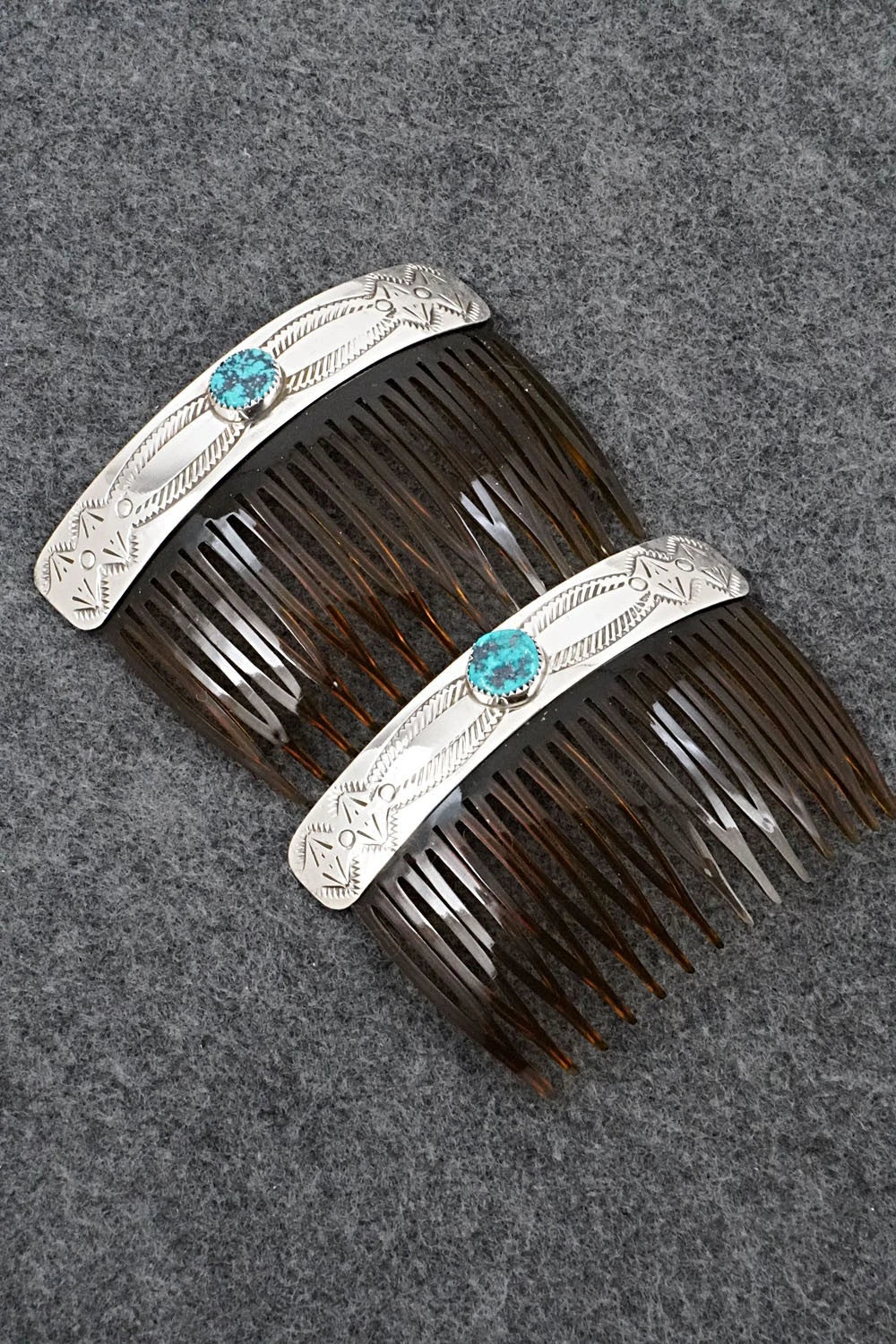 Turquoise & Sterling Silver Hair Combs - Joann Silver