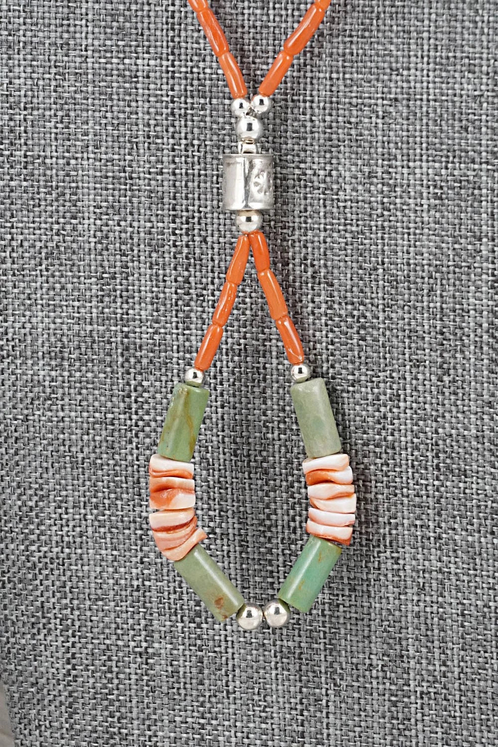 Spiny Oyster, Turquoise & Sterling Silver Necklace Set - Erika Brown