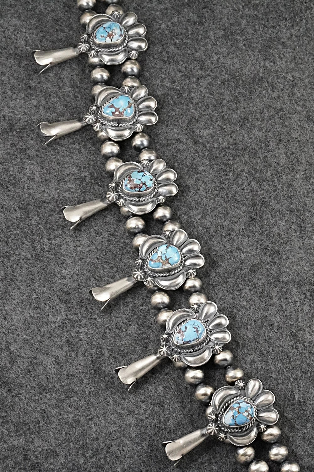 Turquoise & Sterling Silver Squash Blossom Set - Raymond Delgarito
