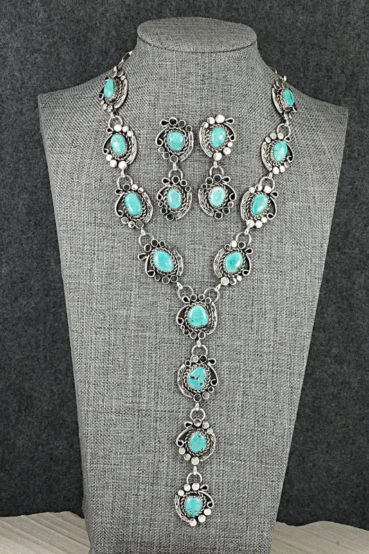 Turquoise & Sterling Silver Necklace and Earrings Set - Phil Nez