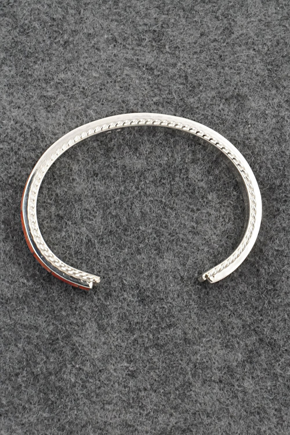 Spiny Oyster & Sterling Silver Inlay Bracelet - Ricky Booqua