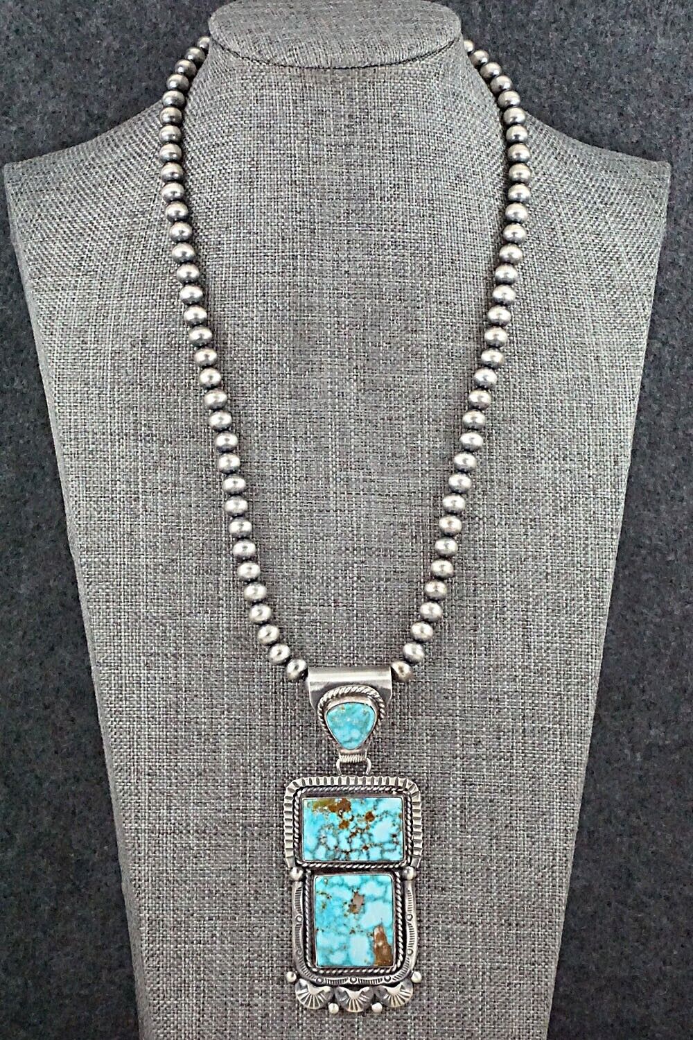 Turquoise & Sterling Silver Necklace - Raymond Delgarito