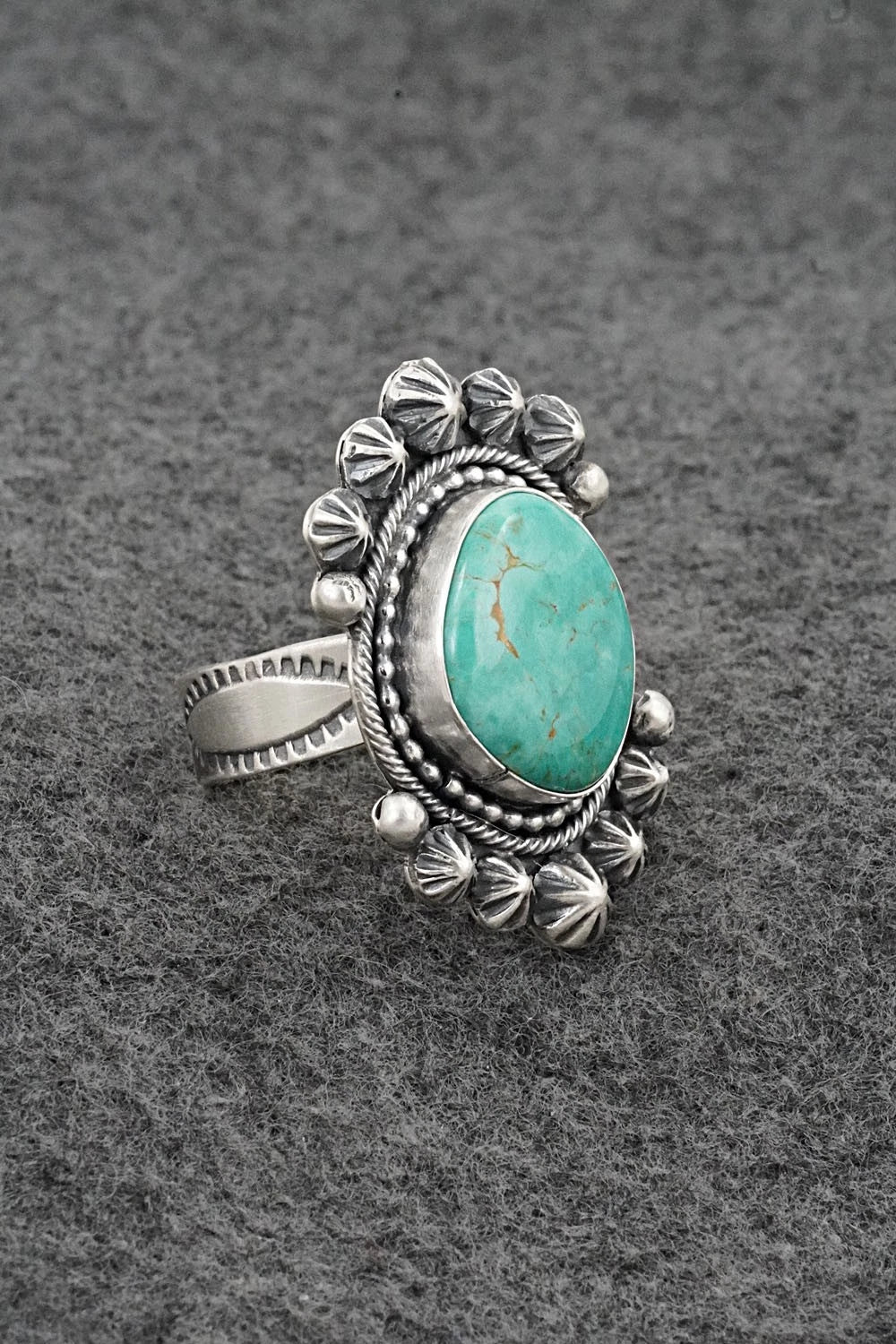 Turquoise & Sterling Silver Ring - Cordell Platero - Size Adjustable