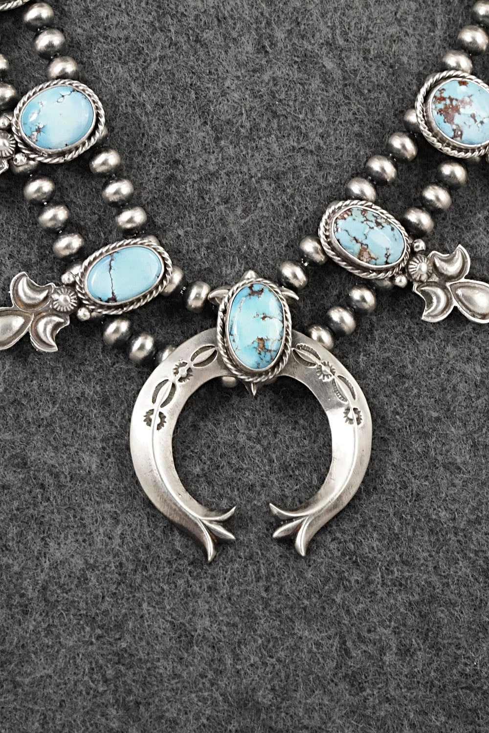 Turquoise & Sterling Silver Squash Blossom Set - Adrienne Gordon