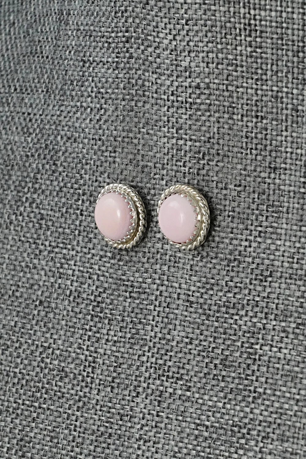 Pink Conch & Sterling Silver Earrings - Esther White