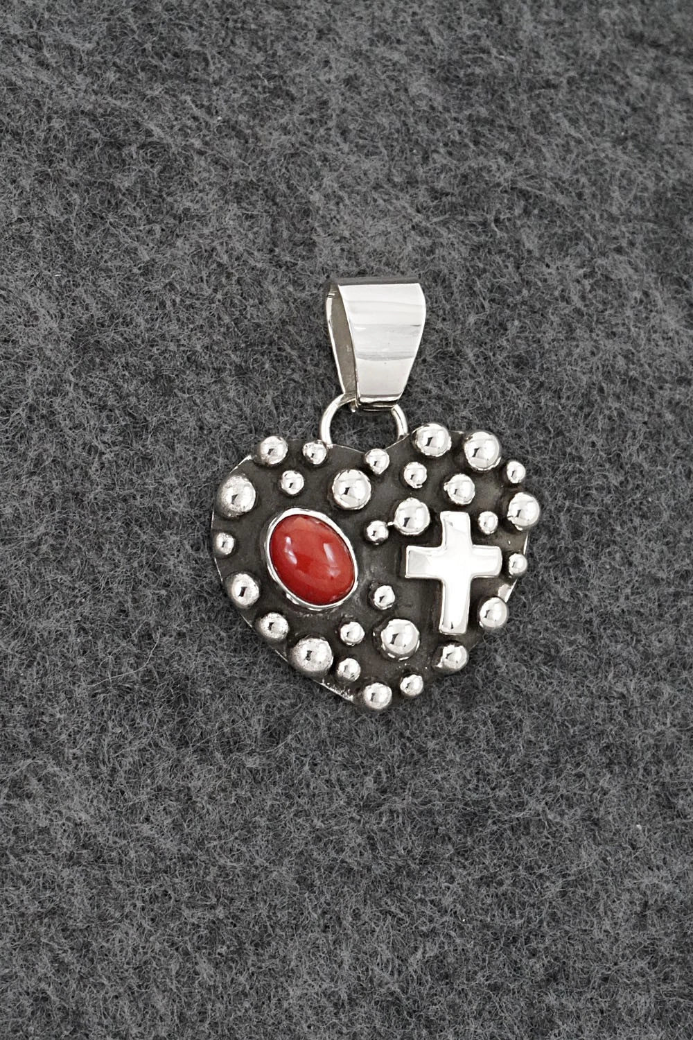 Coral & Sterling Silver Pendant - Raymond Coriz