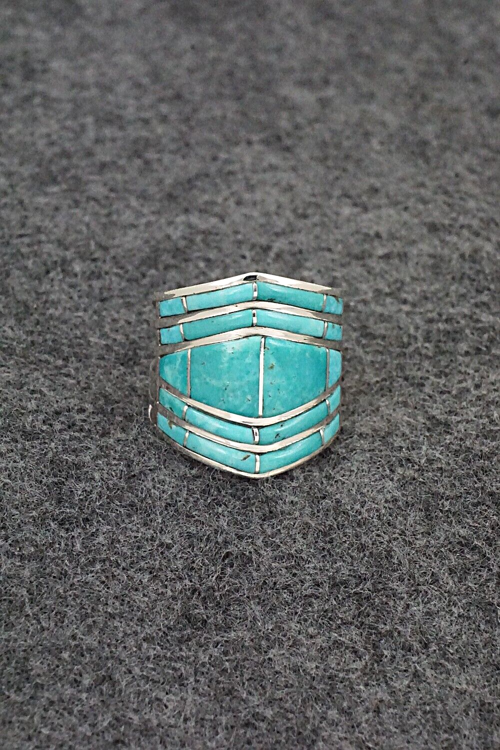 Turquoise & Sterling Silver Ring - Andrew Enrico - Size 8.5