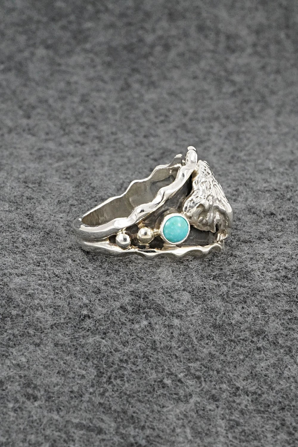 Turquoise & Sterling Silver Ring - Genevieve Francisco - Size 13