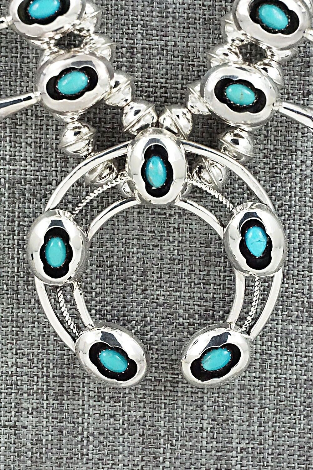 Turquoise & Sterling Silver Squash Blossom Set - Phil Garcia