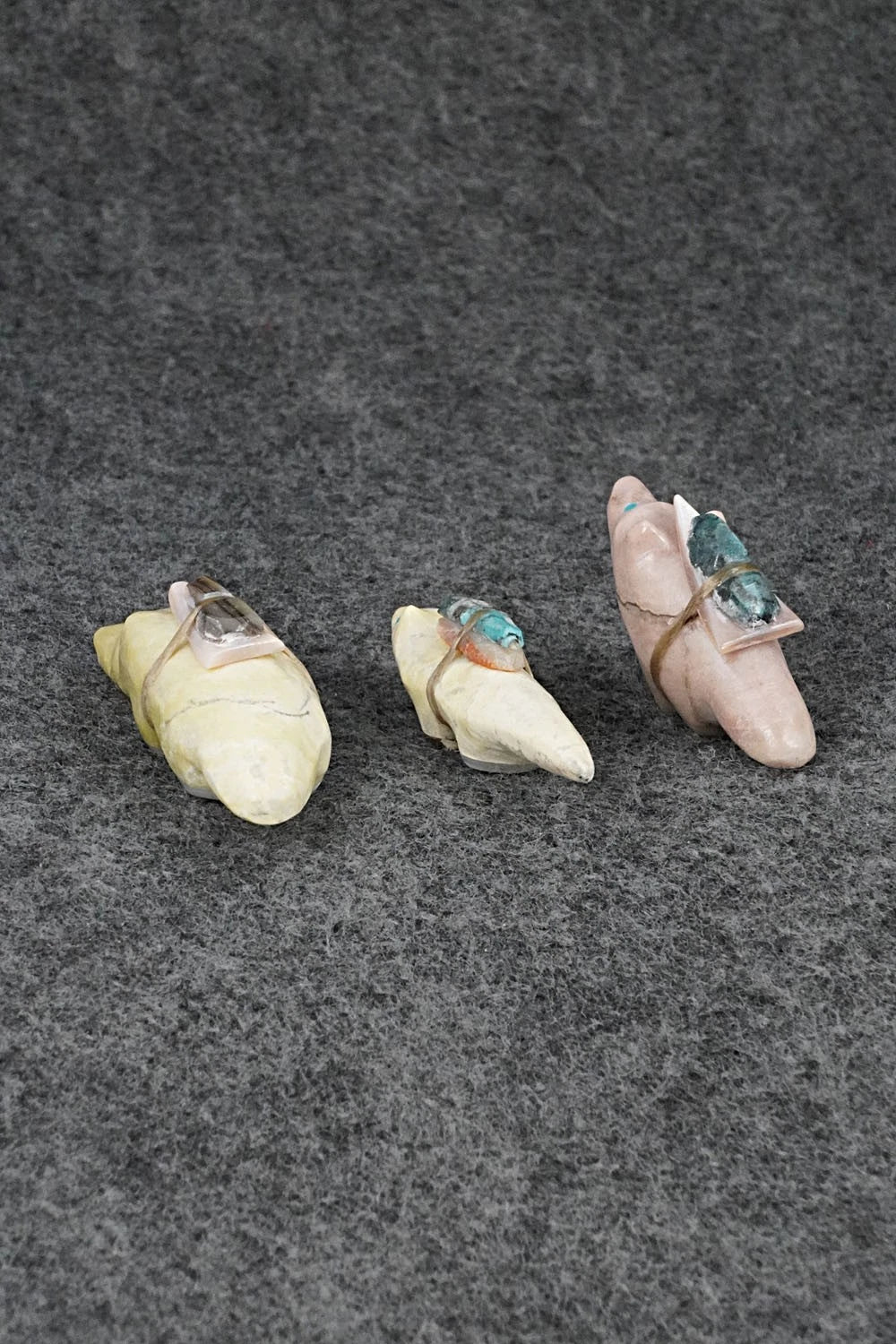 Badger, Wolf & Fox Zuni Fetish Carvings - Delvin Leekya