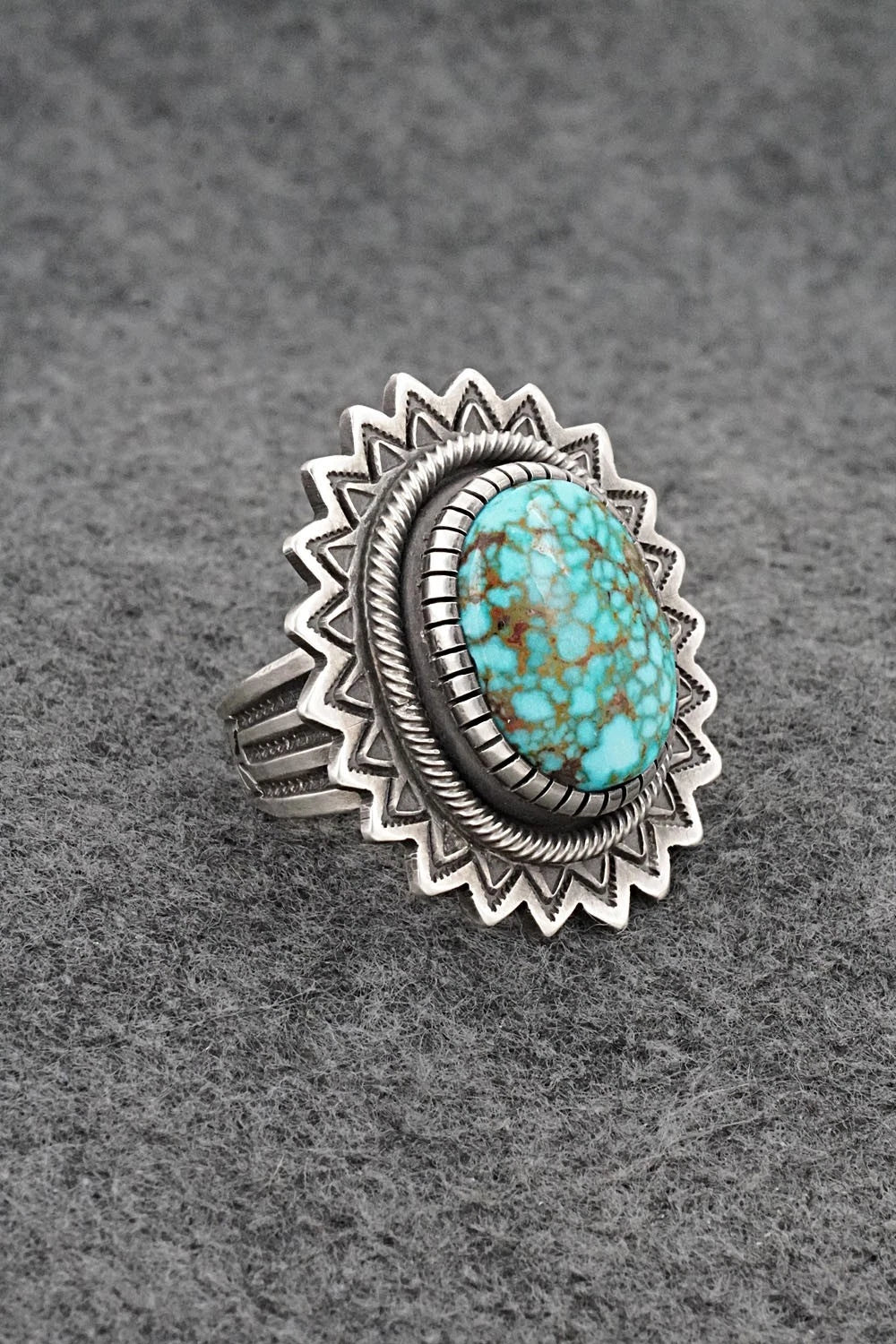 Turquoise & Sterling Silver Ring - Calvin Martinez - Size 9.5