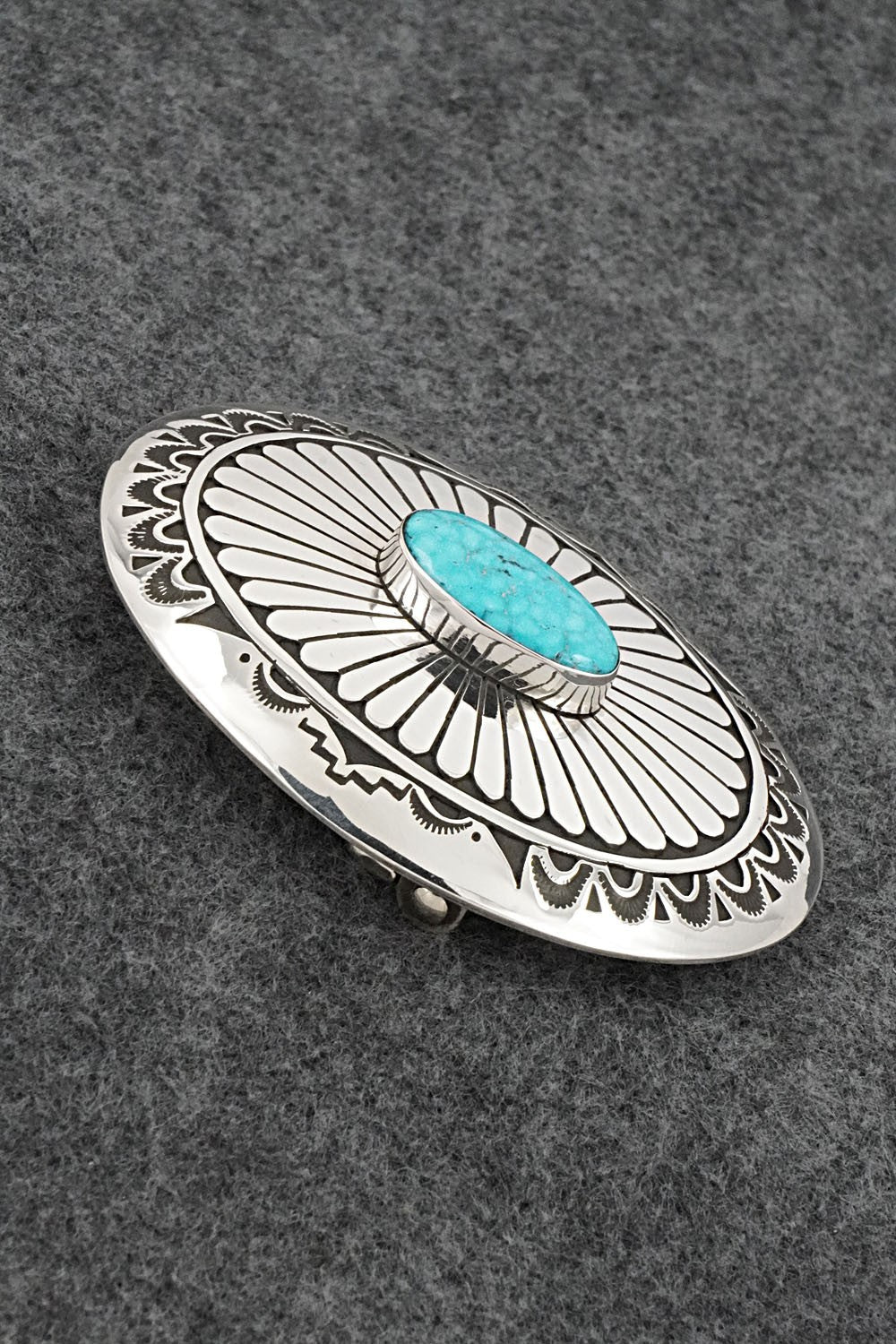 Turquoise & Sterling Silver Belt Buckle - Charlie John