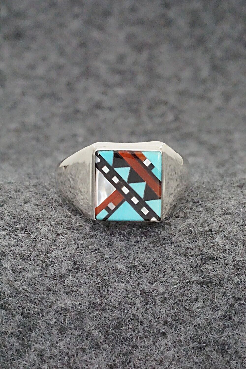 Multi Stone & Sterling Silver Ring - Herbert Kallestewa - Size 9.5