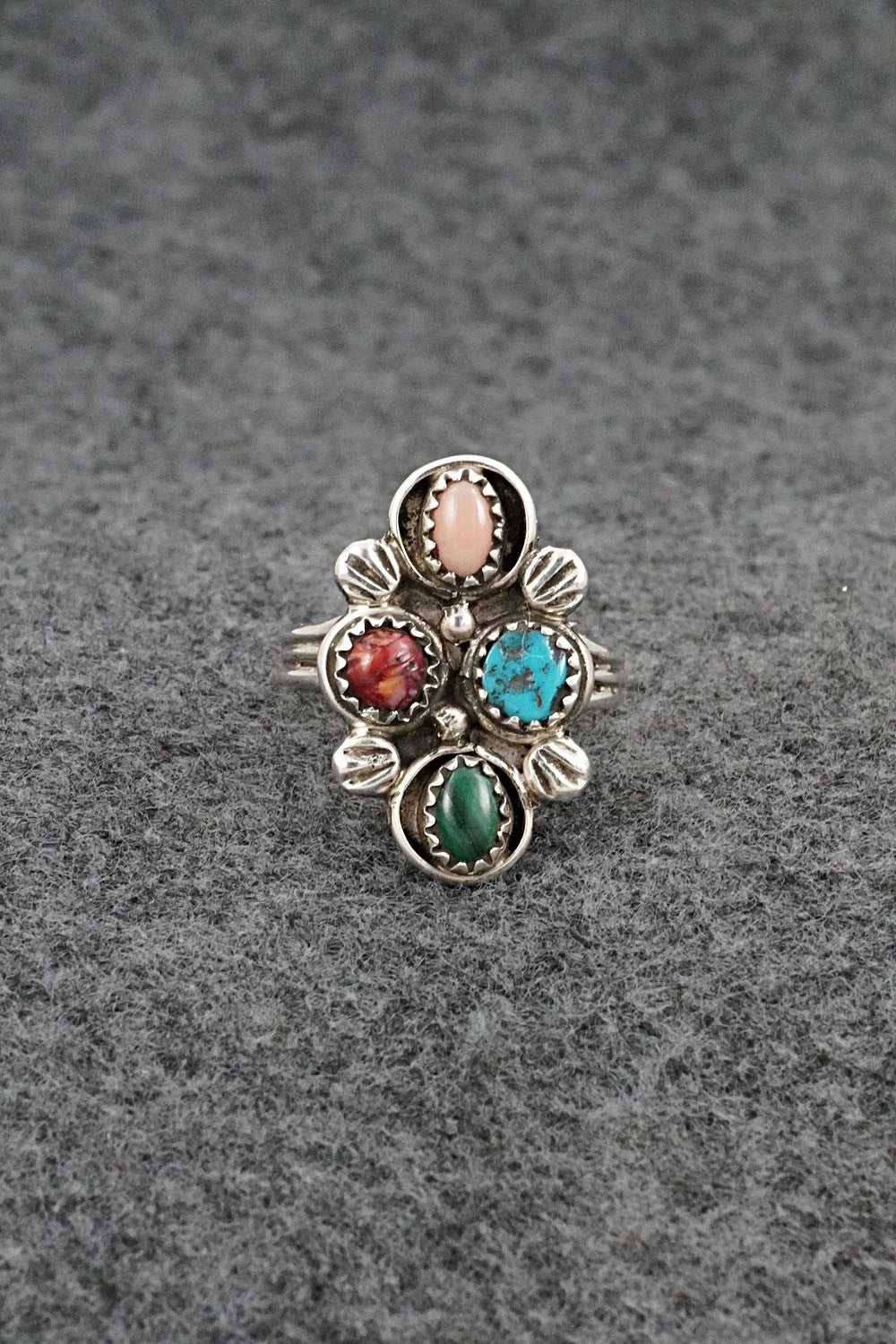 Multi-Stone & Sterling Silver Ring - Priscilla Reeder - Size 7.5