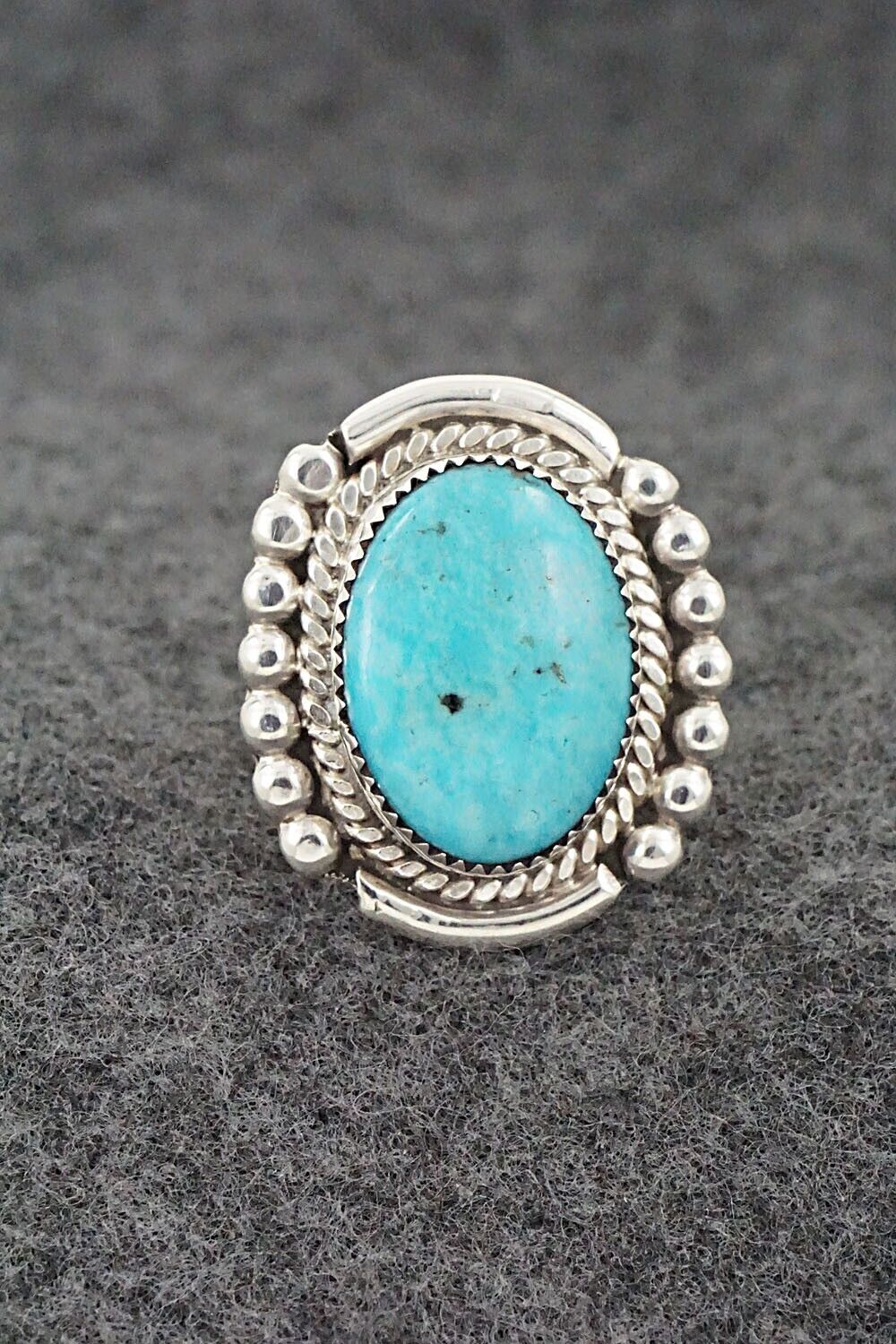 Turquoise & Sterling Silver Ring - Kenny Calavaza - Size 7.5