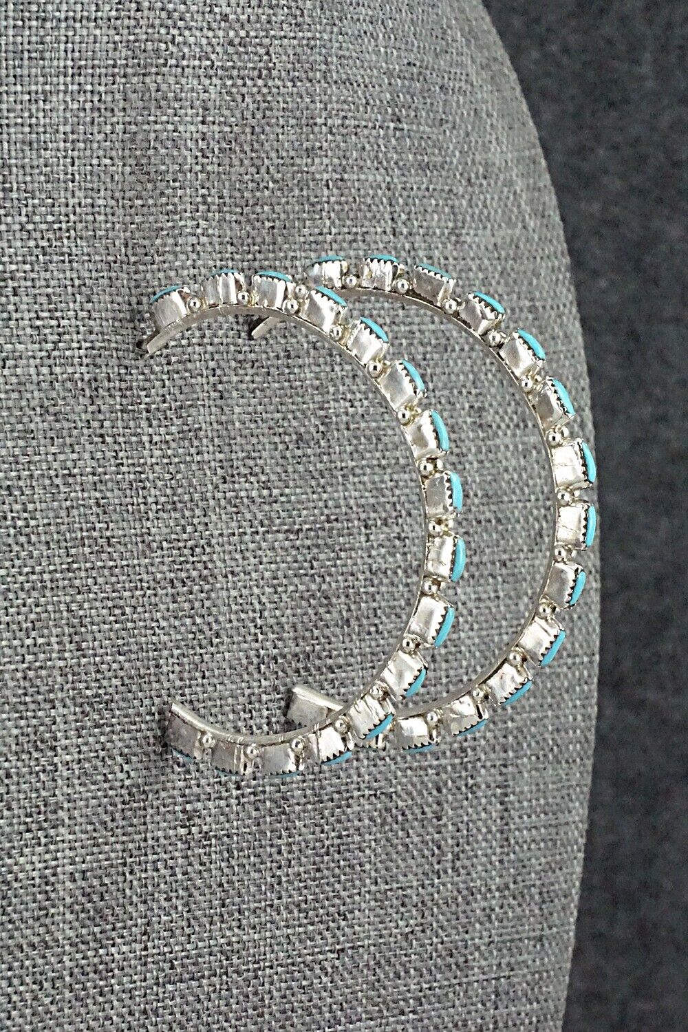 Turquoise & Sterling Silver Hoop Earrings - Aurelia Hughte