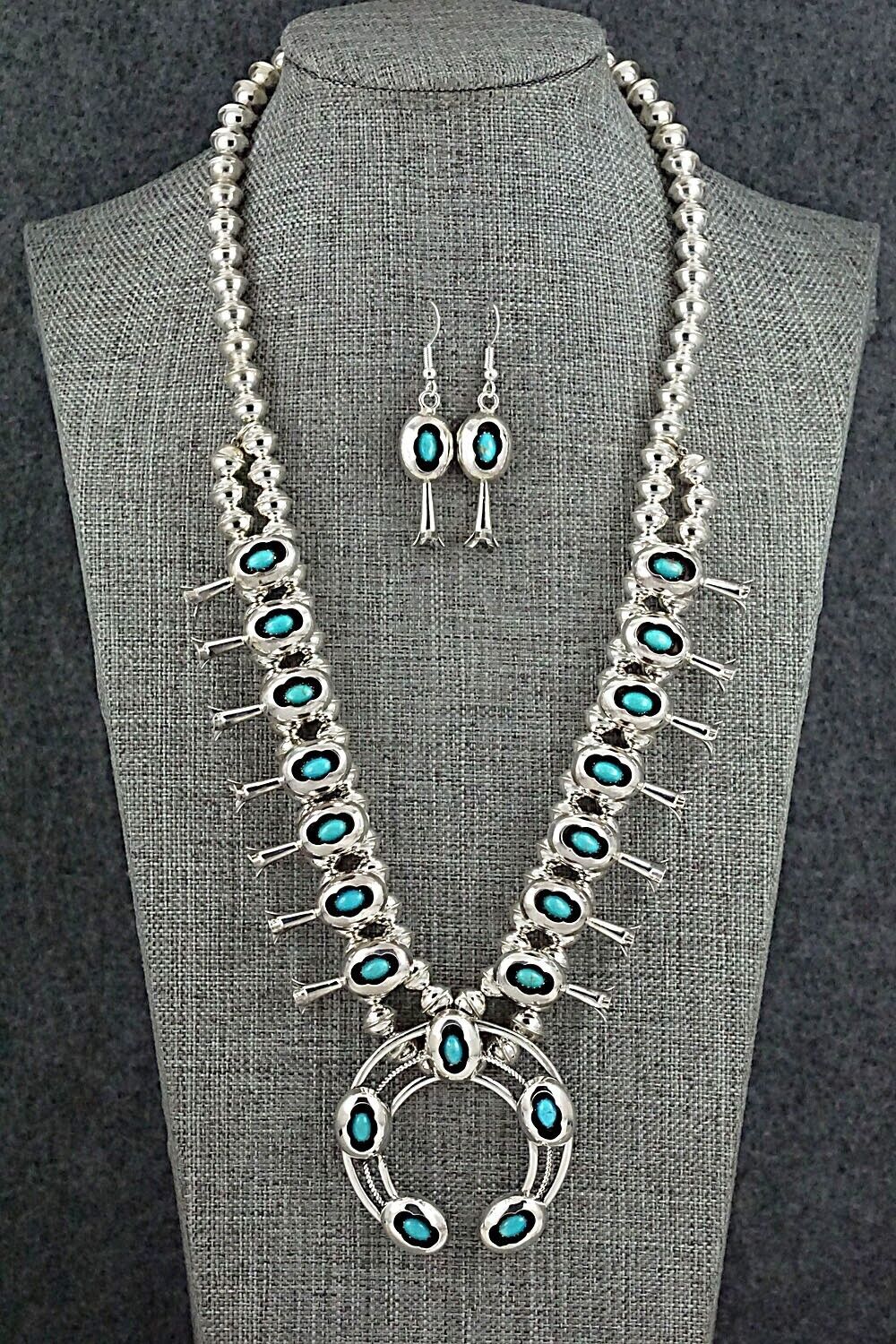 Turquoise & Sterling Silver Squash Blossom Set - Phil Garcia