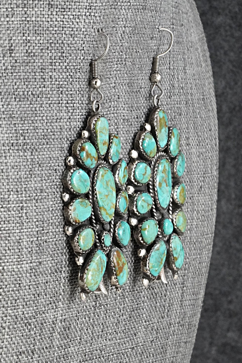 Turquoise & Sterling Silver Earrings - Vintage