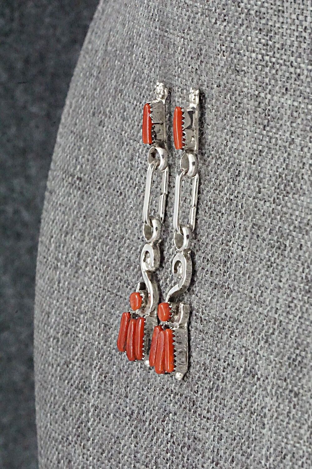 Coral & Sterling Silver Earrings - Carlene Hattie