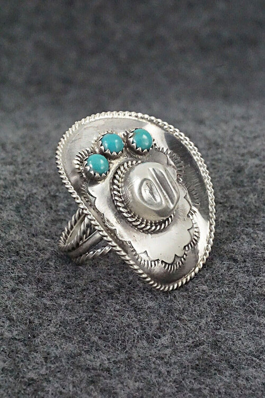 Turquoise & Sterling Silver Ring - Bobby Platero - Size 5.5