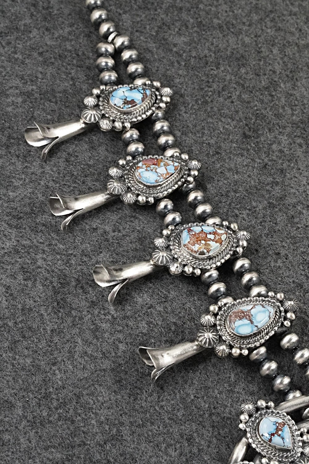 Turquoise & Sterling Silver Squash Blossom Set - Tom Lewis
