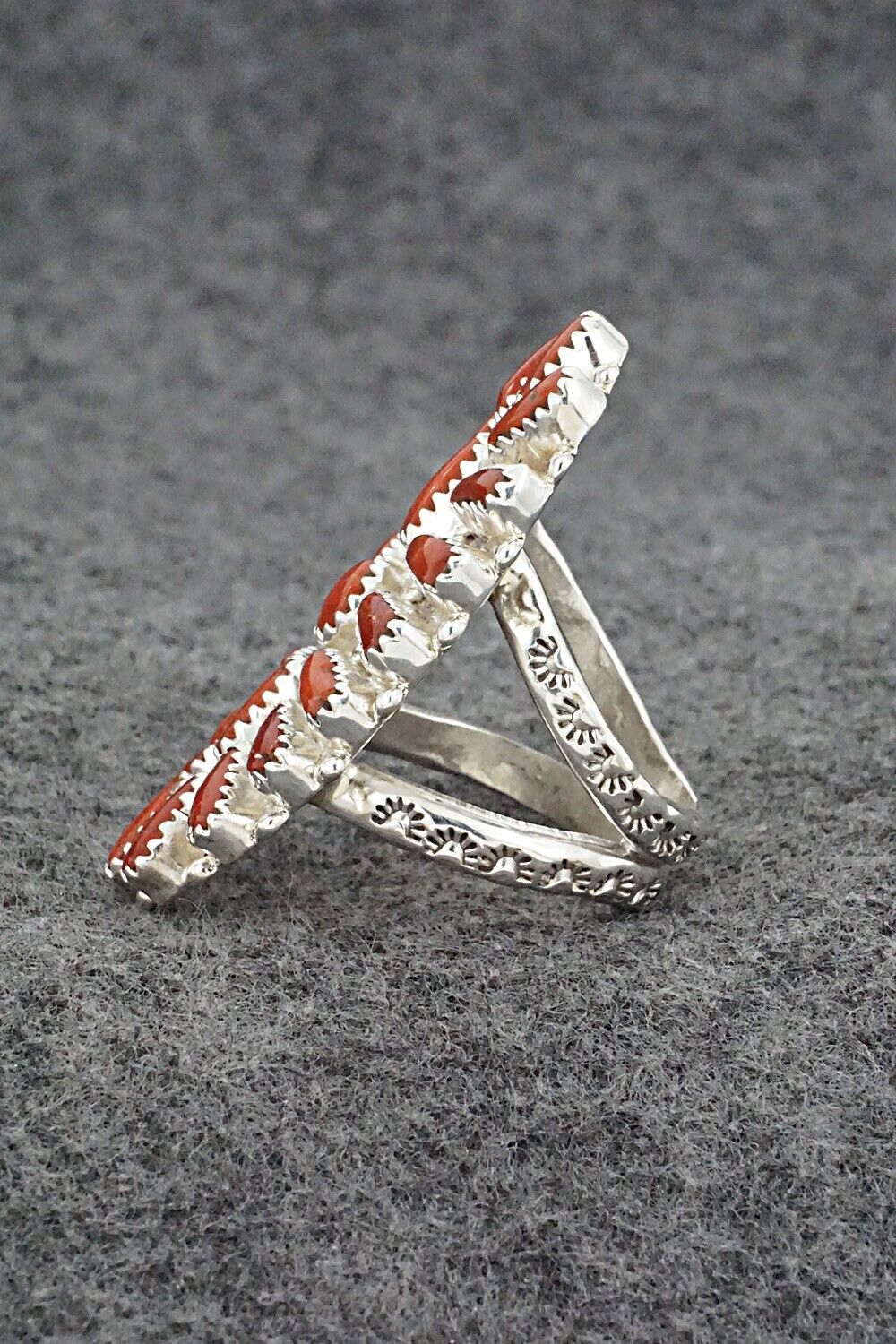 Coral & Sterling Silver Ring - Donovan Wilson - Size 9