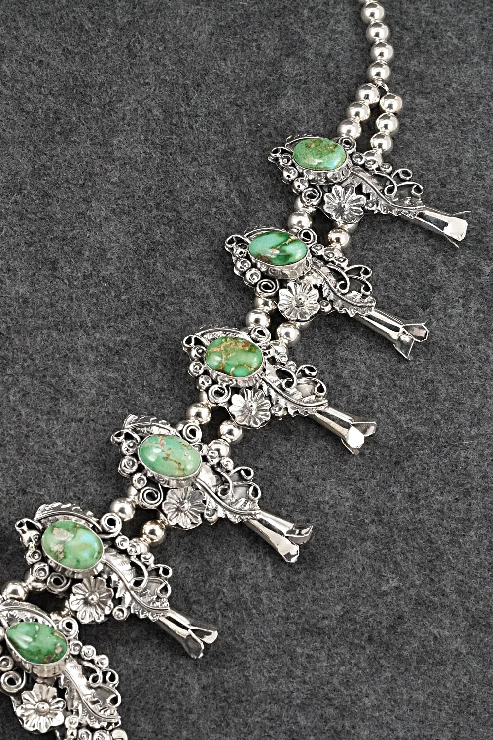 Turquoise & Sterling Silver Squash Blossom Set - Harry B. Yazzie