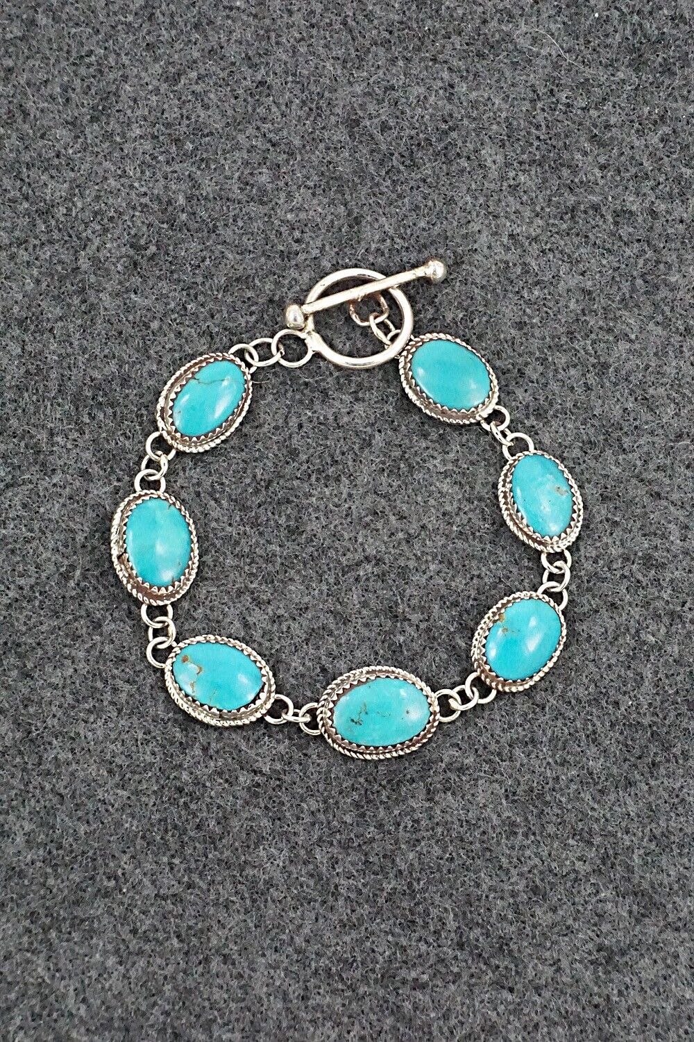 Turquoise & Sterling Silver Link Bracelet - Ernest Hawthorne