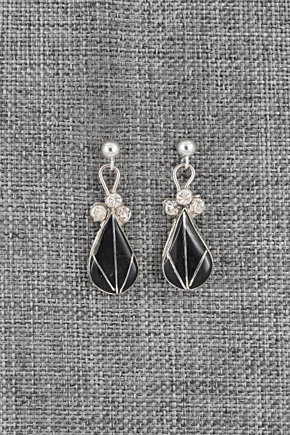 Onyx Inlay & Sterling Silver Earrings - Ola Eriacho