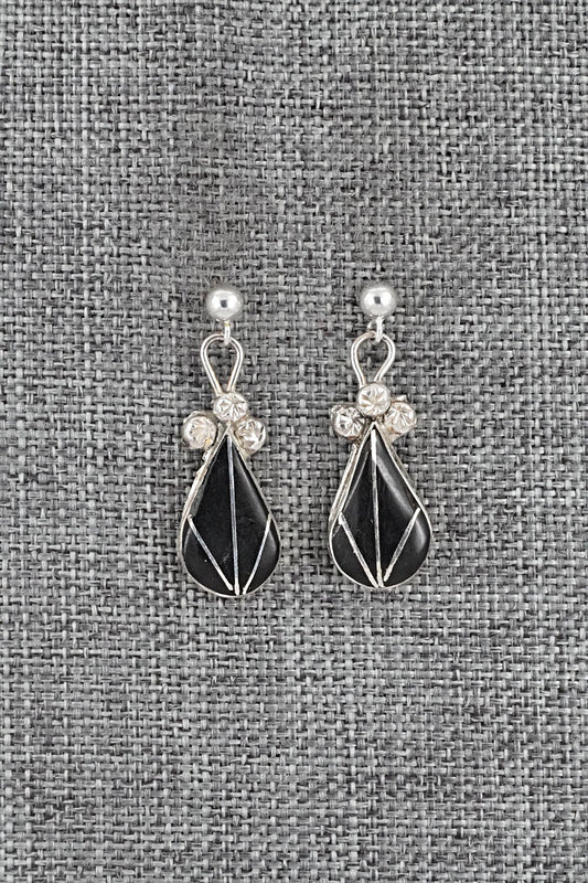 Onyx Inlay & Sterling Silver Earrings - Ola Eriacho