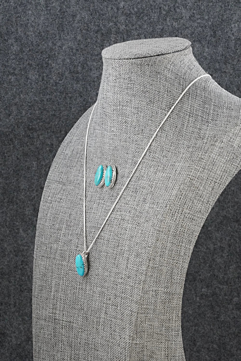 Turquoise & Sterling Silver Necklace and Earrings Set - Murray Hannaweeka