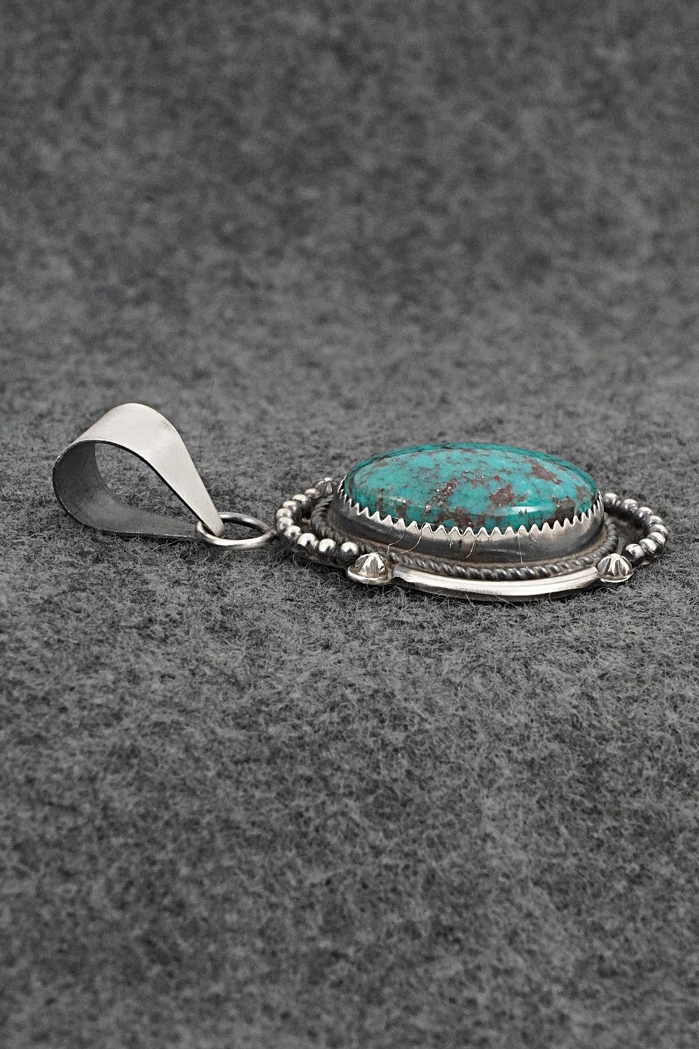 Turquoise and Sterling Silver Pendant - Leslie Nez