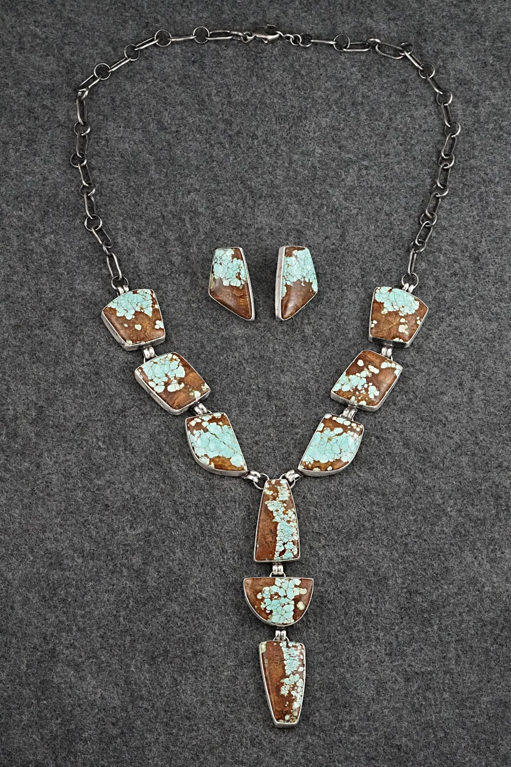 Turquoise & Sterling Silver Necklace and Earrings Set - Darrin Livingston