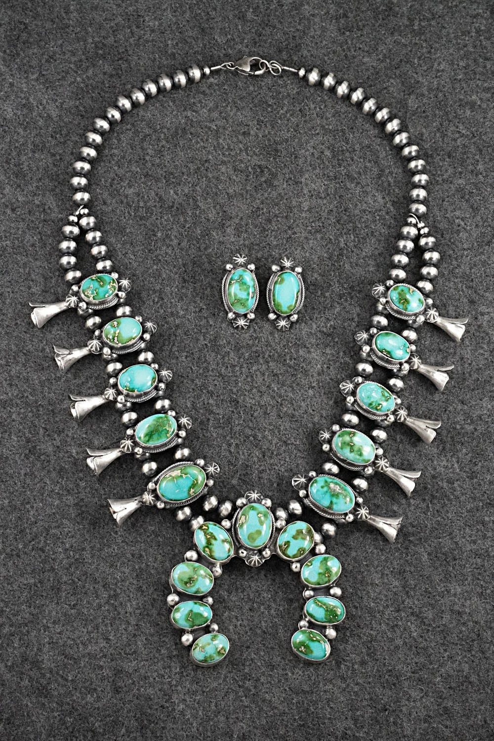 Turquoise & Sterling Silver Squash Blossom Set - Bob Becenti