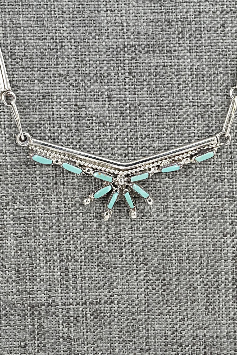 Turquoise & Sterling Silver Necklace and Earrings Set - Veronica Yawakia