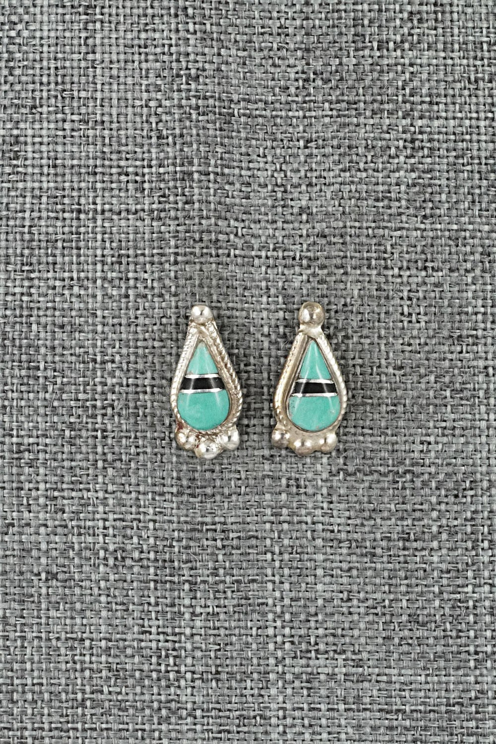 Turquoise, Onyx & Sterling Silver Earrings - Terrance Panteah