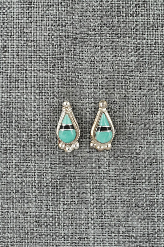 Turquoise, Onyx & Sterling Silver Earrings - Terrance Panteah