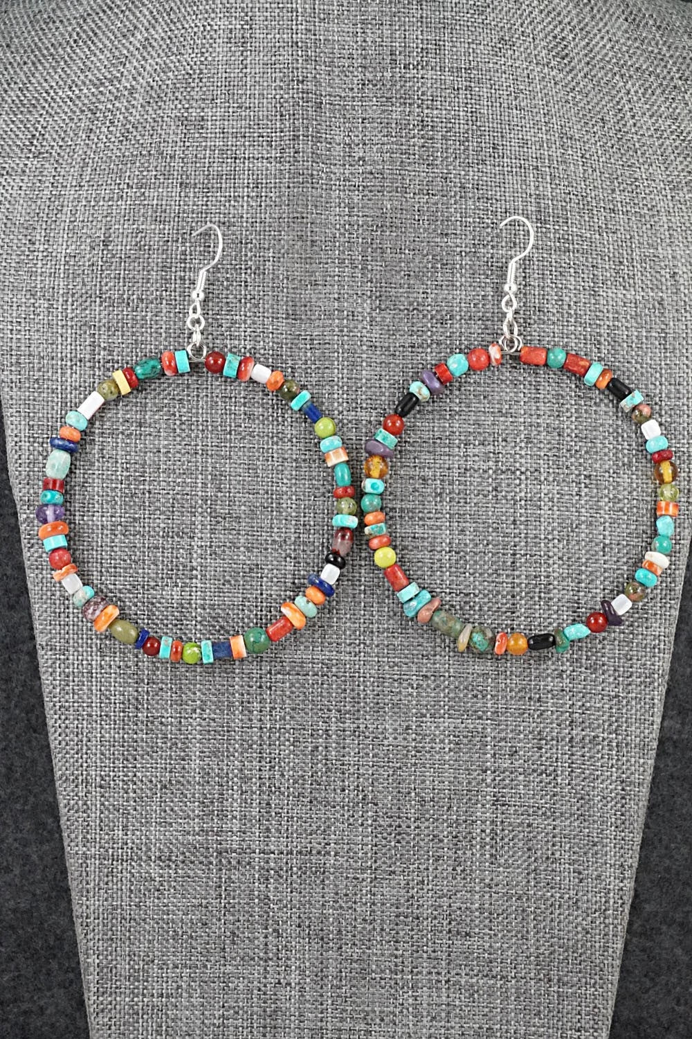 Multi-Stone & Sterling Silver Earrings - Helen Tsosie