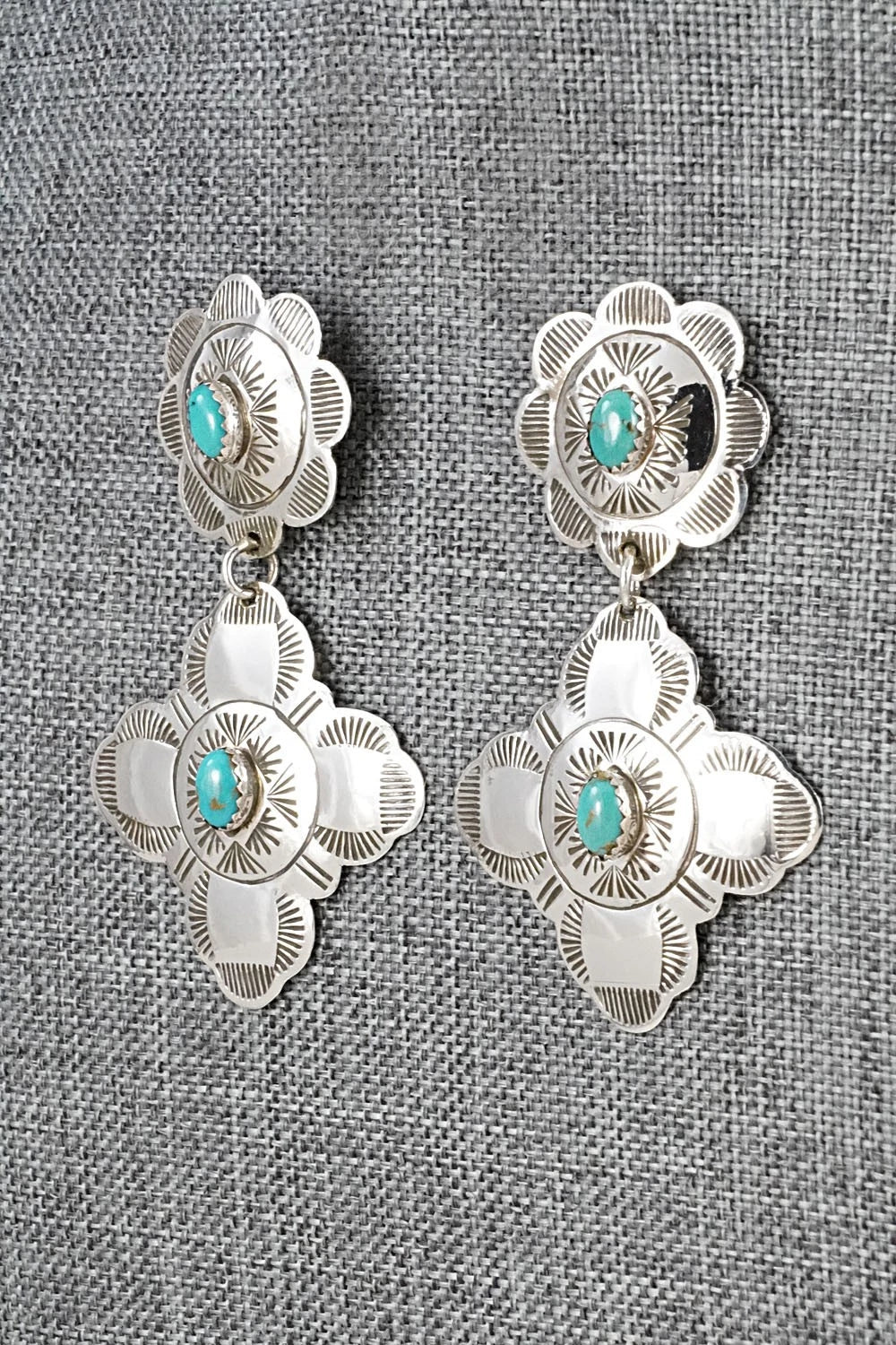 Turquoise & Sterling Silver Earrings - Bertha Begay