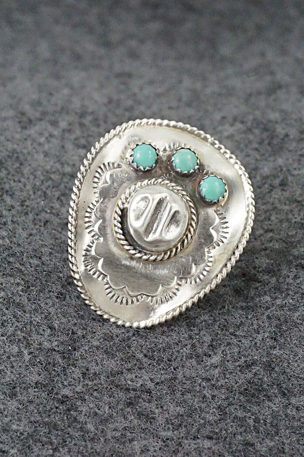 Turquoise & Sterling Silver Ring - Bobby Platero - Size 7