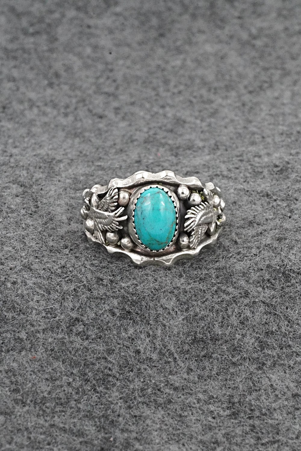 Turquoise & Sterling Silver Ring - Genevieve Francisco - Size 14