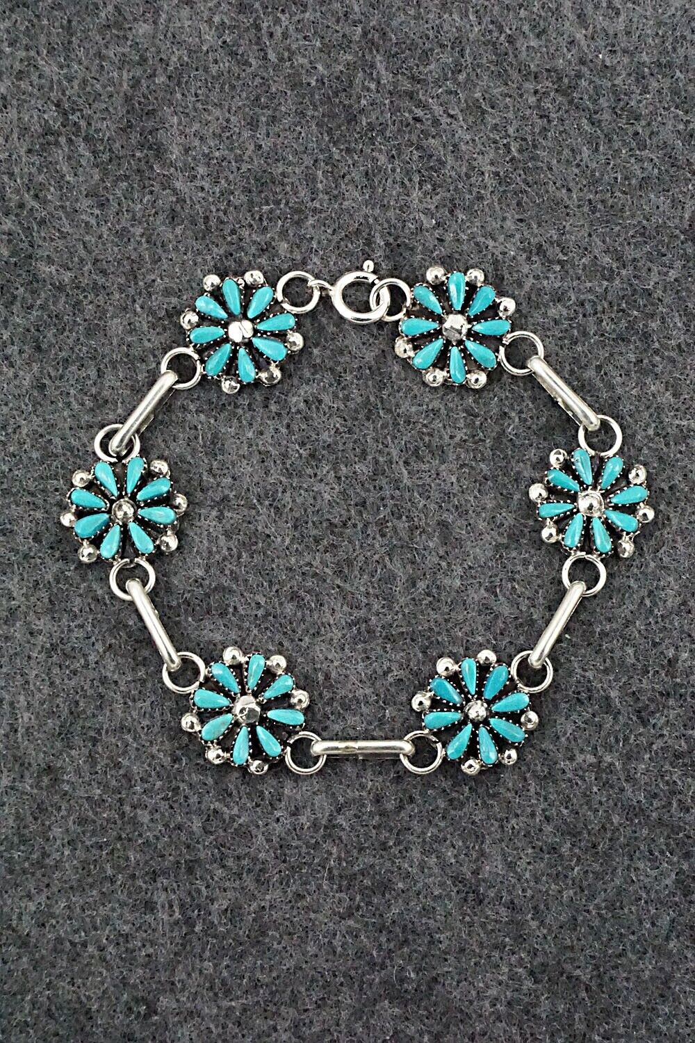Turquoise & Sterling Silver Link Bracelet - David Leekity
