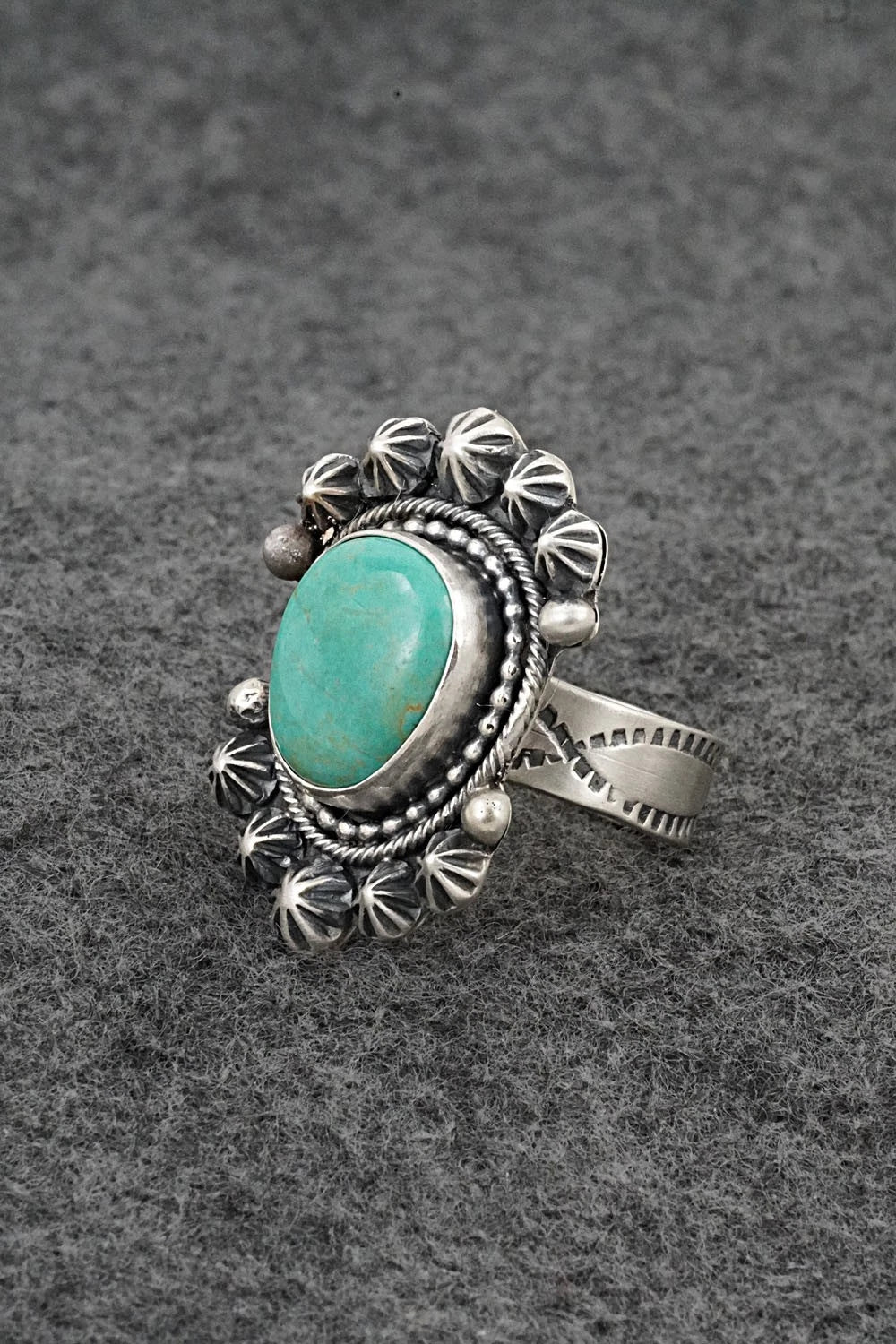 Turquoise & Sterling Silver Ring - Cordell Platero - Size Adjustable