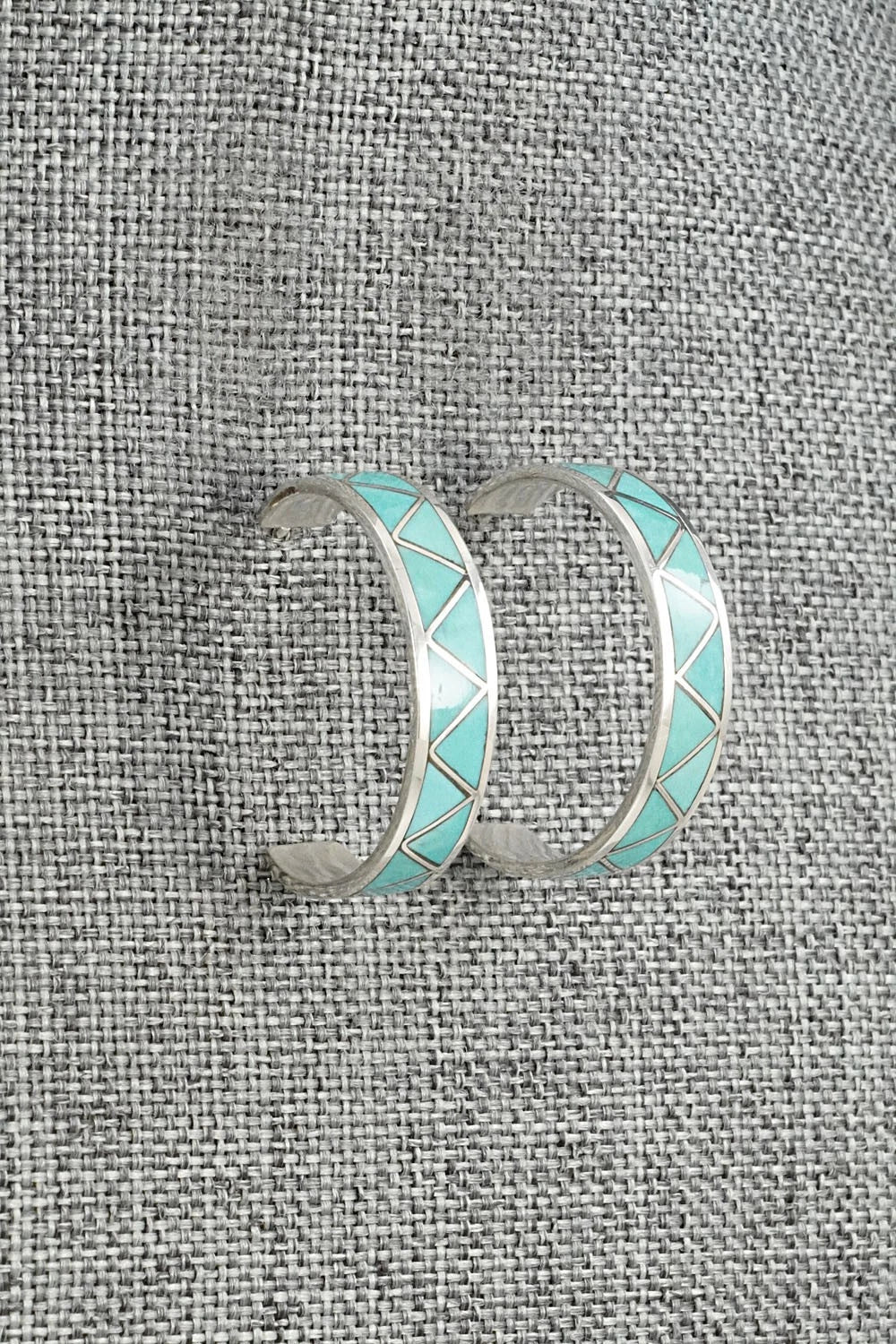 Turquoise Inlay & Sterling Silver Earrings - Joann Peina