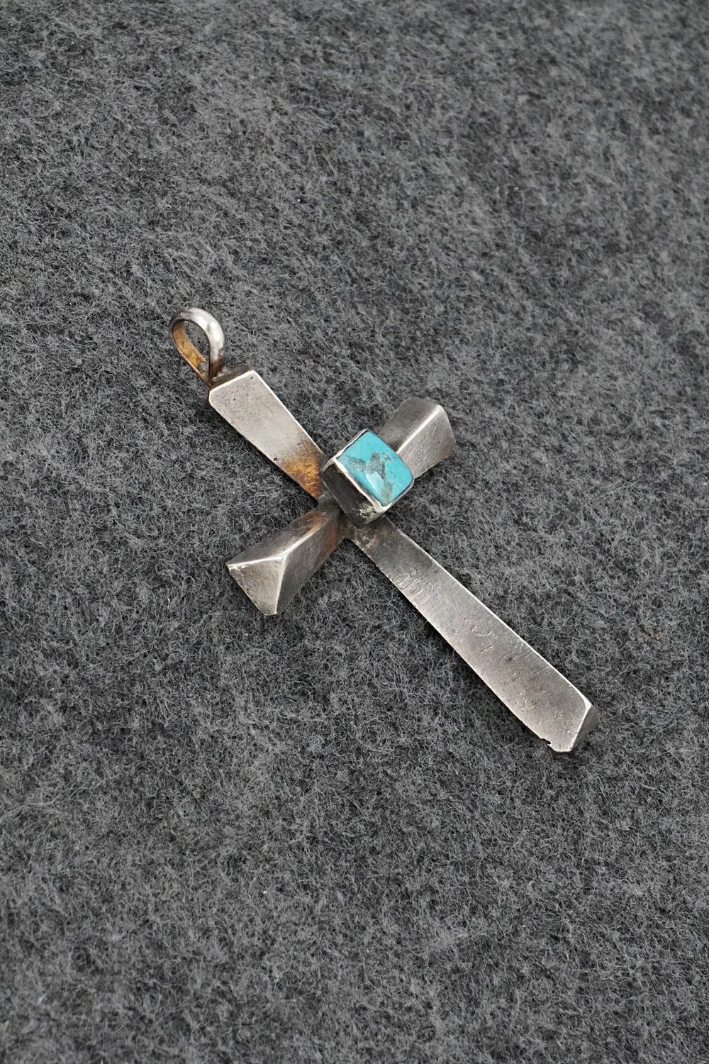 Turquoise & Sterling Silver Pendant - Raymond Bitsoi